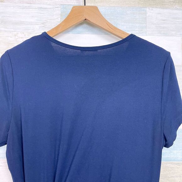 J McLaughlin Elora Side Tie Sheath Dress Blue Jersey Knit Casual Womens Medium - Picture 5 of 7